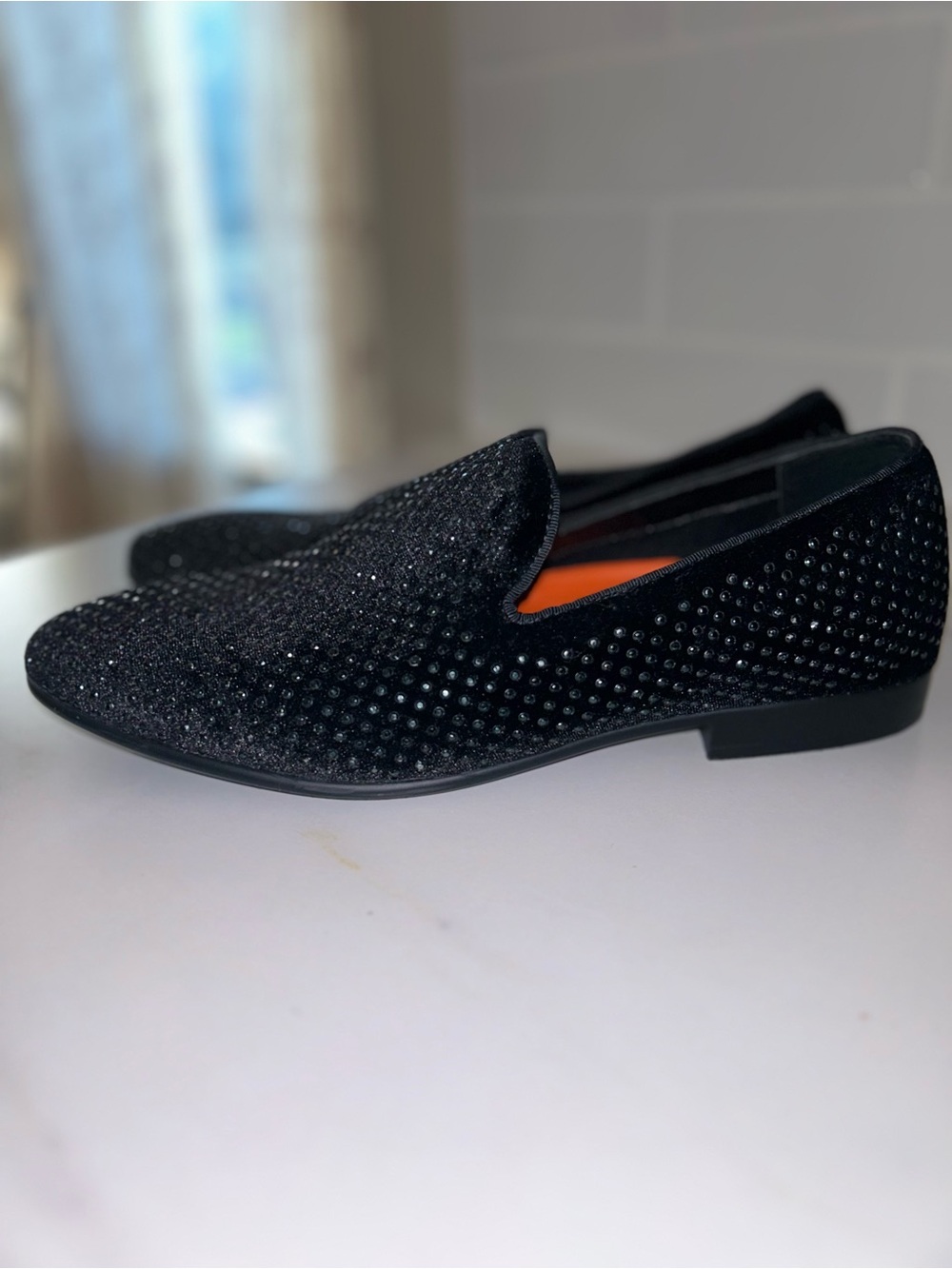 Mix No. 6 Black Crystal-Embellished Velvet Loafers